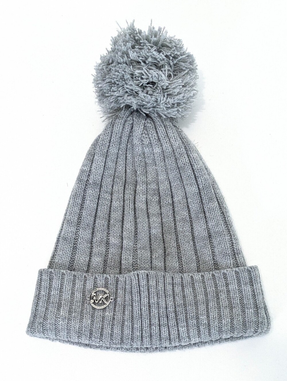 Michael Kors Ribbed Grey Winter Hat With PomPom